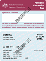 Pensioner concession card image for eligibility for Hearing Services Australia at mount eliza audiologist